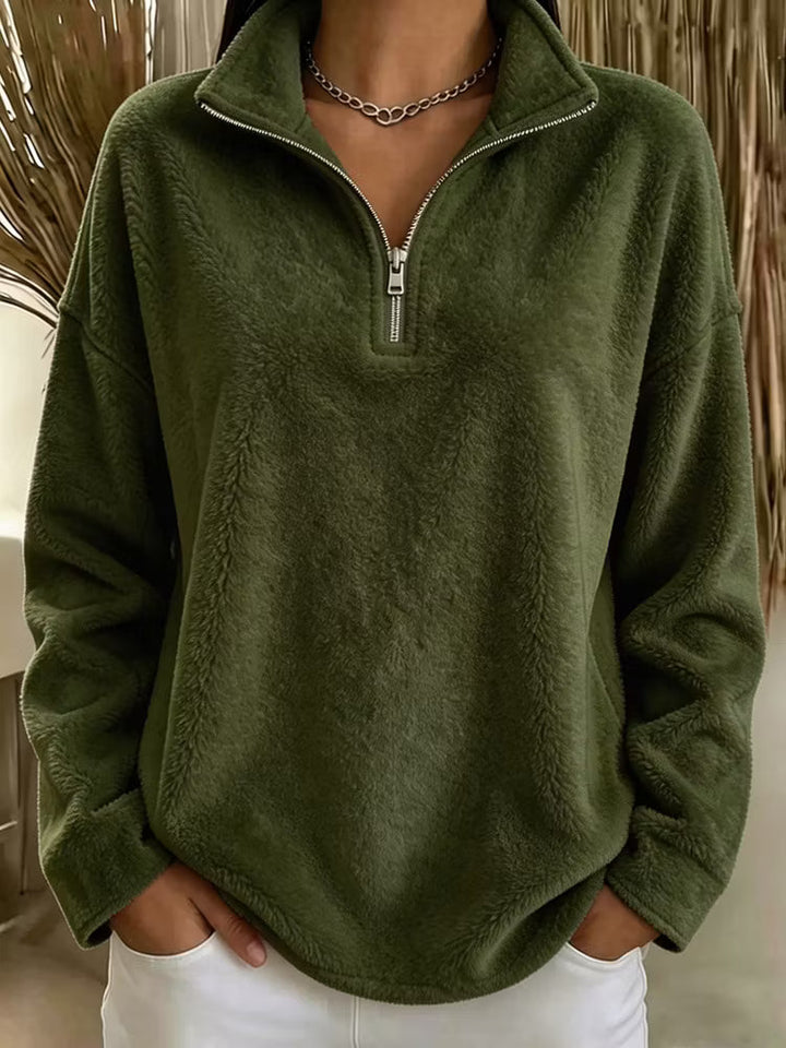 Tiana - Lässiges Fleece-Sweatshirt mit hohem Kragen