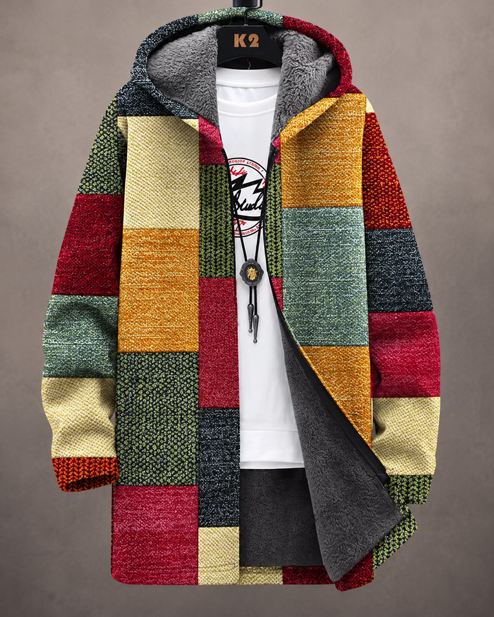 Betha - Plüschgefütterte Kapuzenjacke mit geometrischem Muster