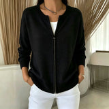 Xyla - Locker geschnittene Strickjacke mit Reissverschluss