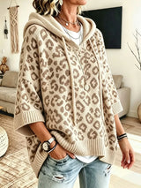 Jocasta - Oversize-Strickhoodie mit Leopard-Print