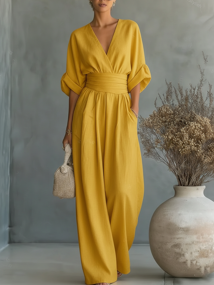 Solavie - Fliessender Jumpsuit mit weitem Bein