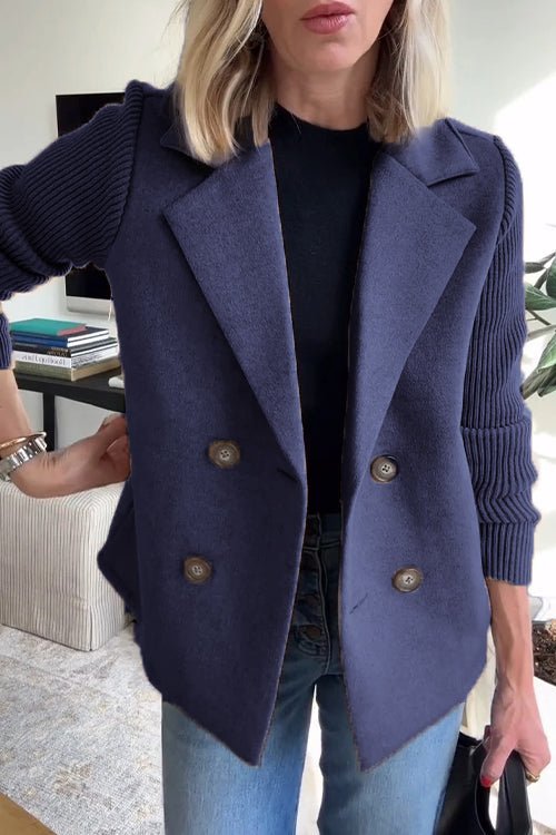 Ebba - Doppelreihiger Blazer mit Strickärmeln