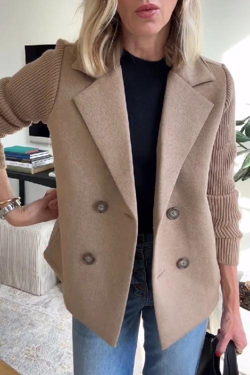 Ebba - Doppelreihiger Blazer mit Strickärmeln