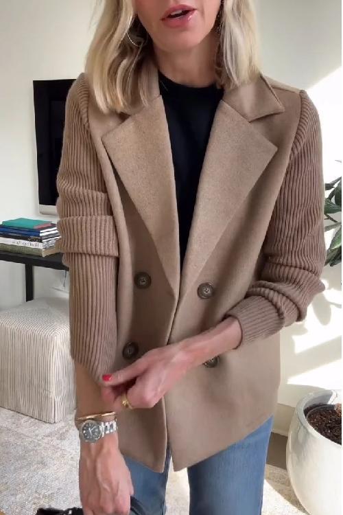 Ebba - Doppelreihiger Blazer mit Strickärmeln