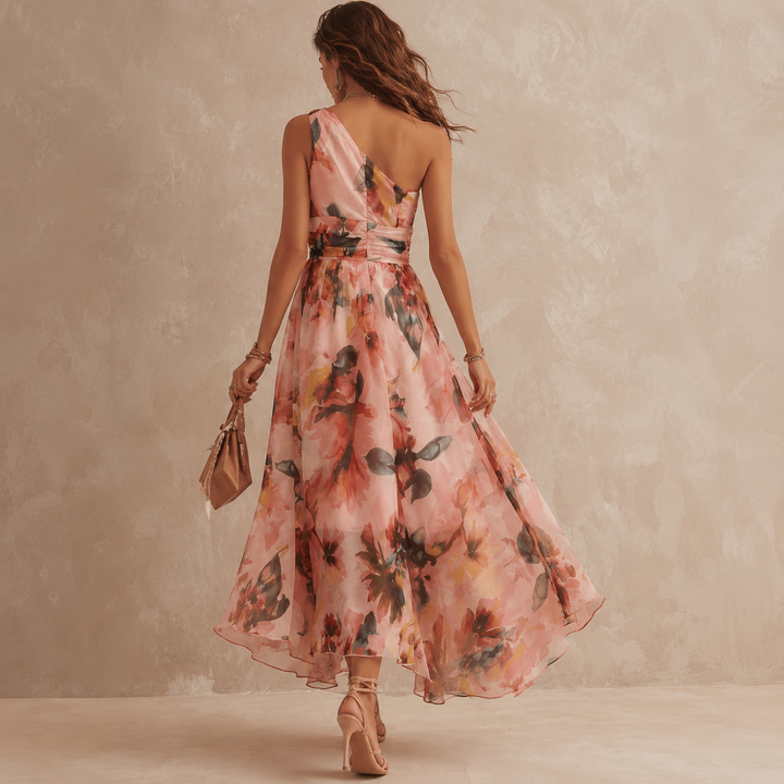 Alisa - Zartes One-Shoulder-Maxikleid mit Blumenprint
