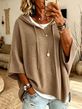 Celandria - Soft-Touch Oversize-Kurzarm-Hoodie