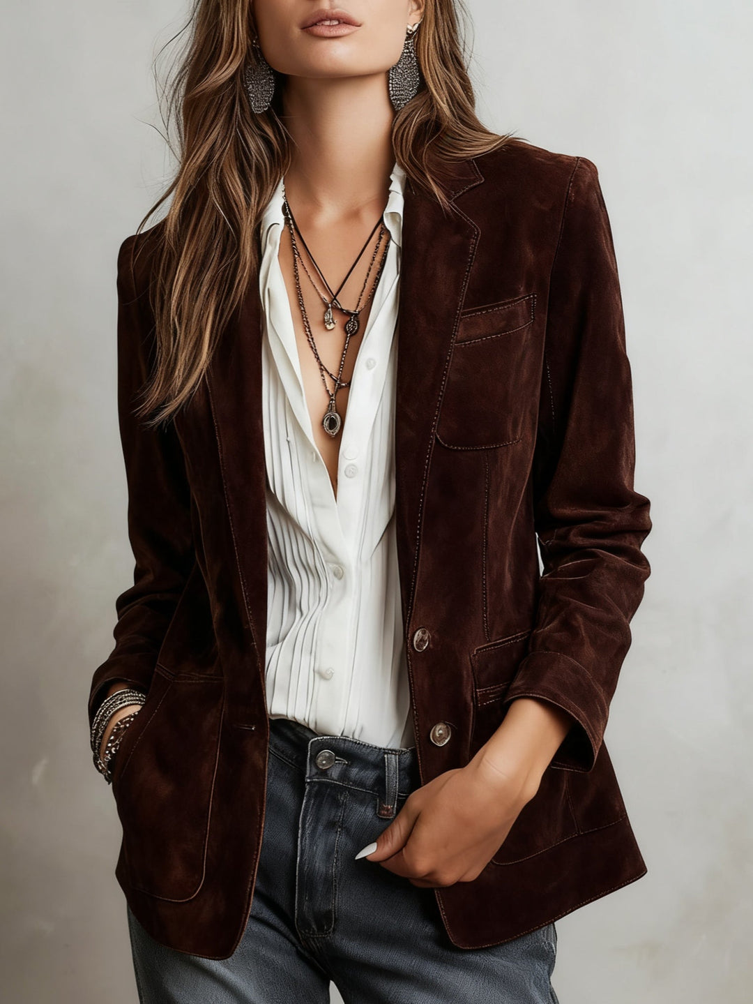 Mirevalle - Vintage massgeschneiderter Wildlederblazer
