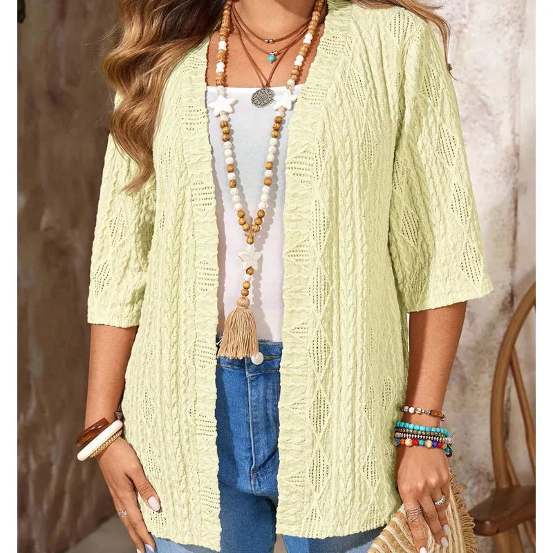 Delienne - Cardigan mit Soft-Touch und Ajourmuster