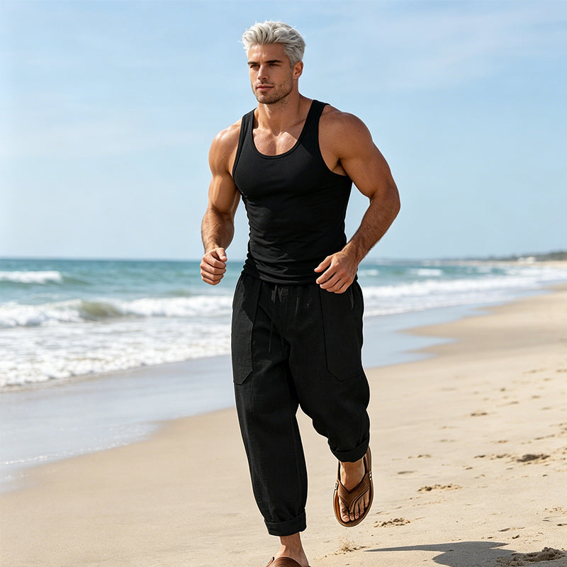 Halston - Legere Leinenmix-Hose