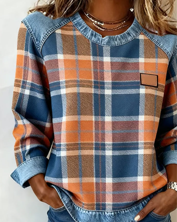 Adair - Lässiges kariertes Rundhals-Sweatshirt
