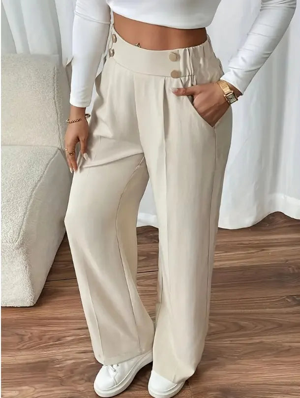 Ashlena - Hochtaillierte Soft-Touch Wide-Leg-Hose