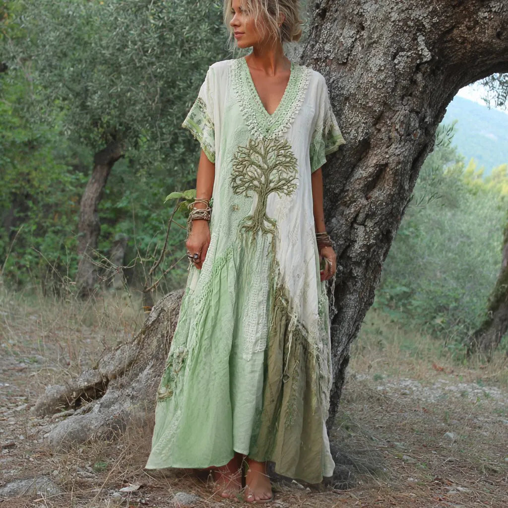 Carivienne - Vintage Baumdruck-Maxikleid