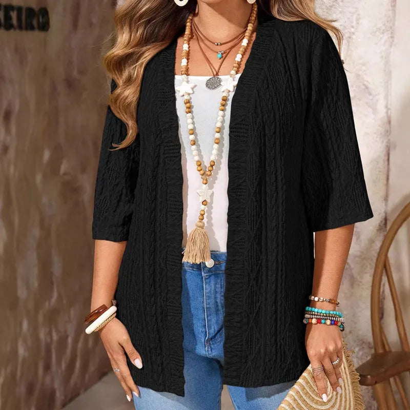 Delienne - Cardigan mit Soft-Touch und Ajourmuster