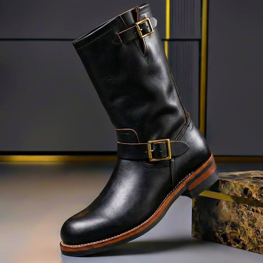 Gideon - Vintage-Lederstiefel mit Schnallen