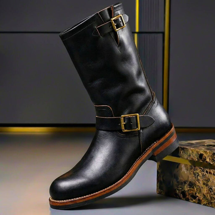 Gideon - Vintage-Lederstiefel mit Schnallen