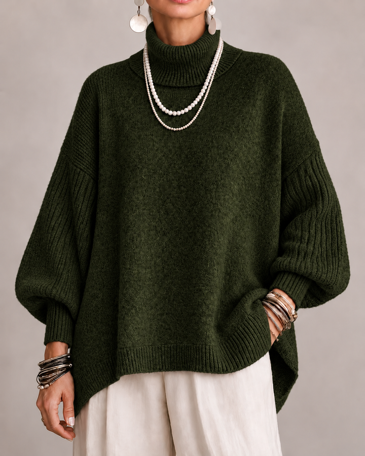 Sorcha - Lässig drapierter Rollkragenpullover