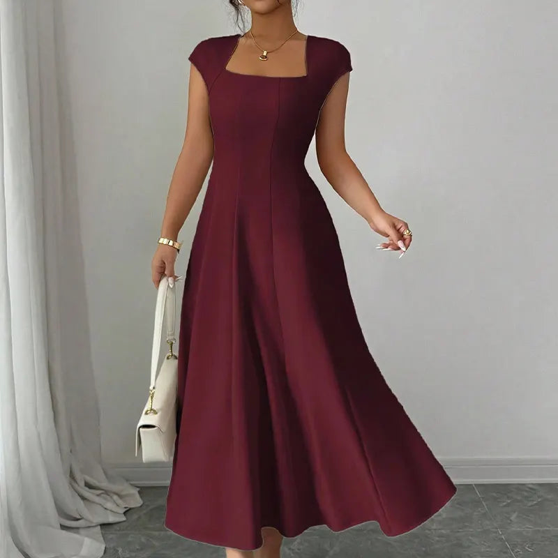 Ysolenne - Midikleid mit weicher Haptik und quadratischem Ausschnitt