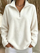 Tiana - Lässiges Fleece-Sweatshirt mit hohem Kragen