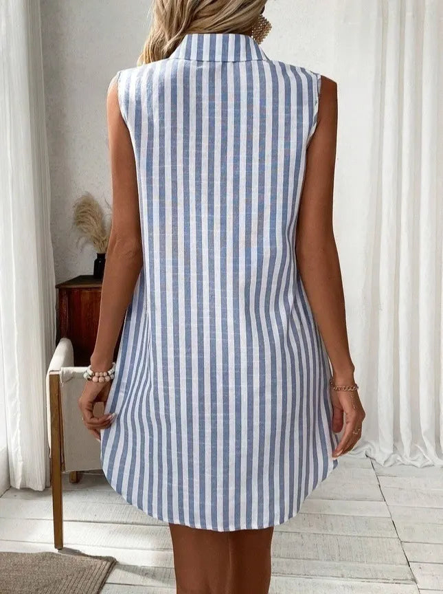 Anora - gestreiftes Soft-Touch-Hemdblusenkleid