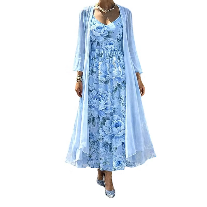 Asteria - Florales Maxikleid, zweiteiliges Set