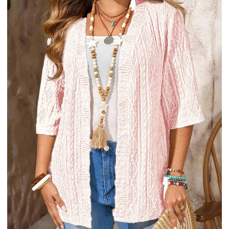 Delienne - Cardigan mit Soft-Touch und Ajourmuster