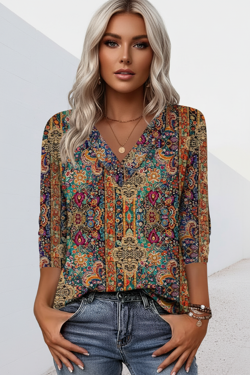 Lenora - Bluse mit sanftem V-Ausschnitt