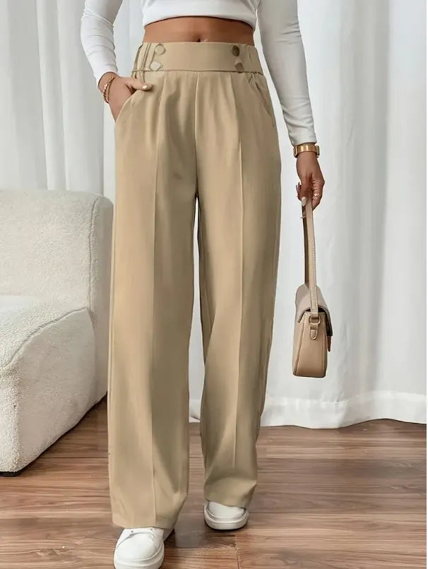 Ashlena - Hochtaillierte Soft-Touch Wide-Leg-Hose