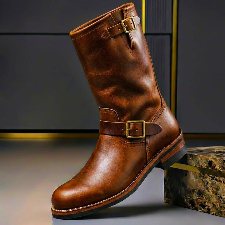 Gideon - Vintage-Lederstiefel mit Schnallen