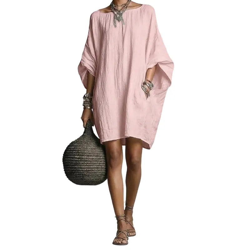 Sabina - schulterfreies Soft-Touch-Midikleid