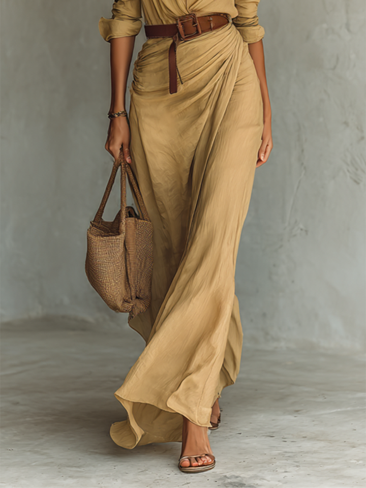 Calantha - Soft-Touch Maxi-Hemdkleid mit Gürtel
