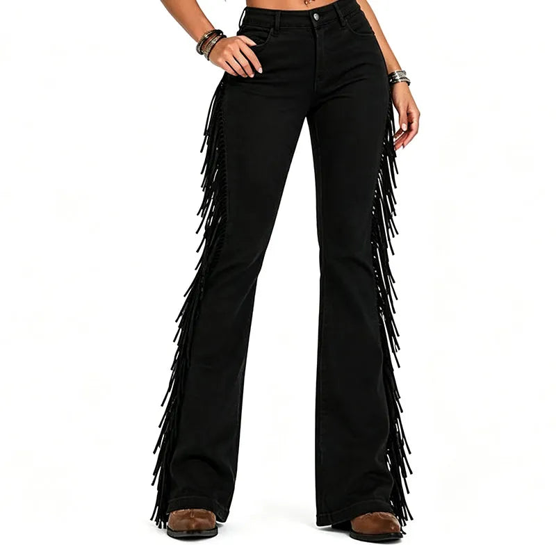 Fiorenne - Schlaghose mit Fransenbesatz im Western-Stil