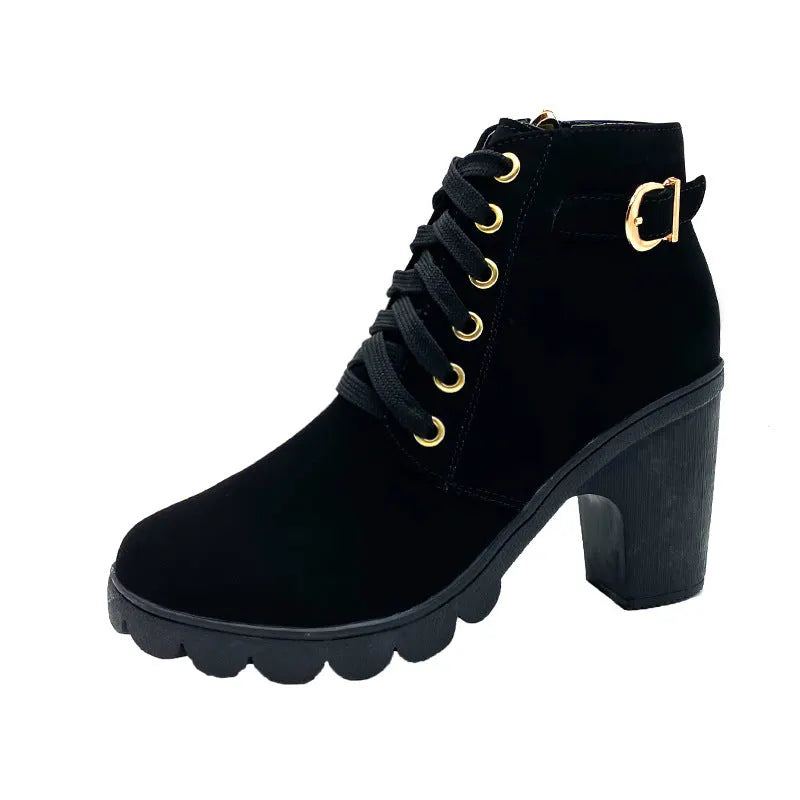 Mara - Plüschgefütterte Blockabsatz-Stiefel