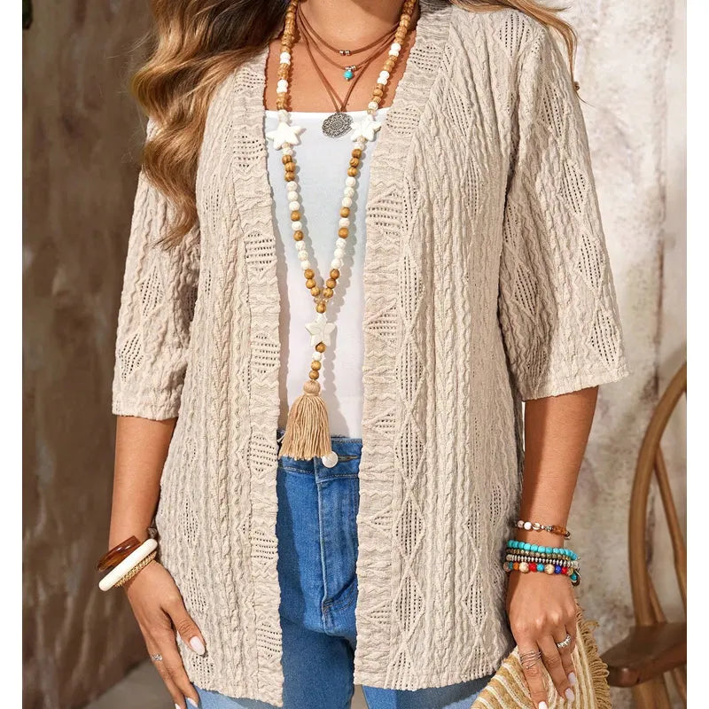 Delienne - Cardigan mit Soft-Touch und Ajourmuster