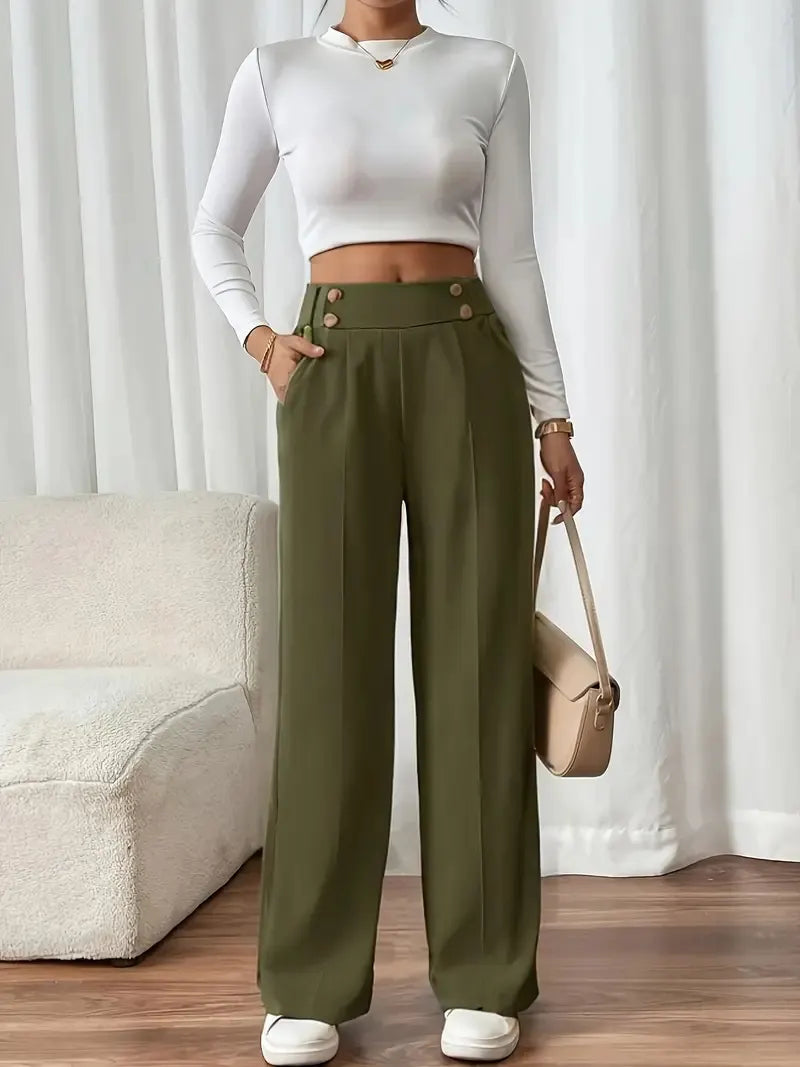 Ashlena - Hochtaillierte Soft-Touch Wide-Leg-Hose