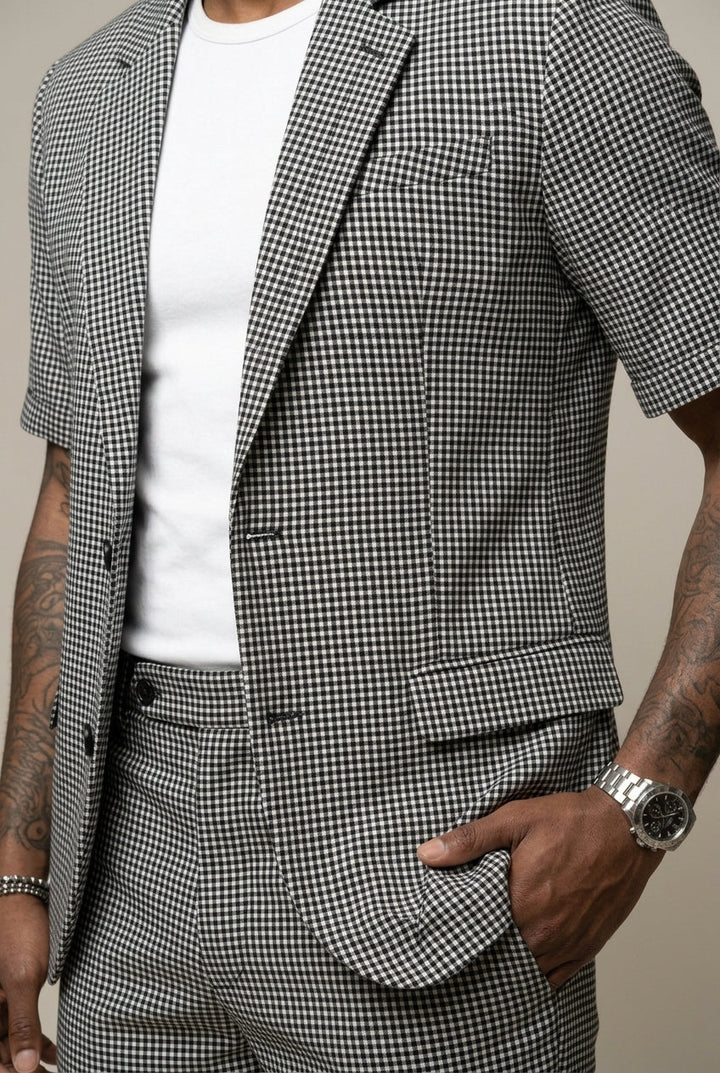 Rufus - Massgeschneiderter karierter Zweiteiler aus Blazer und Shorts