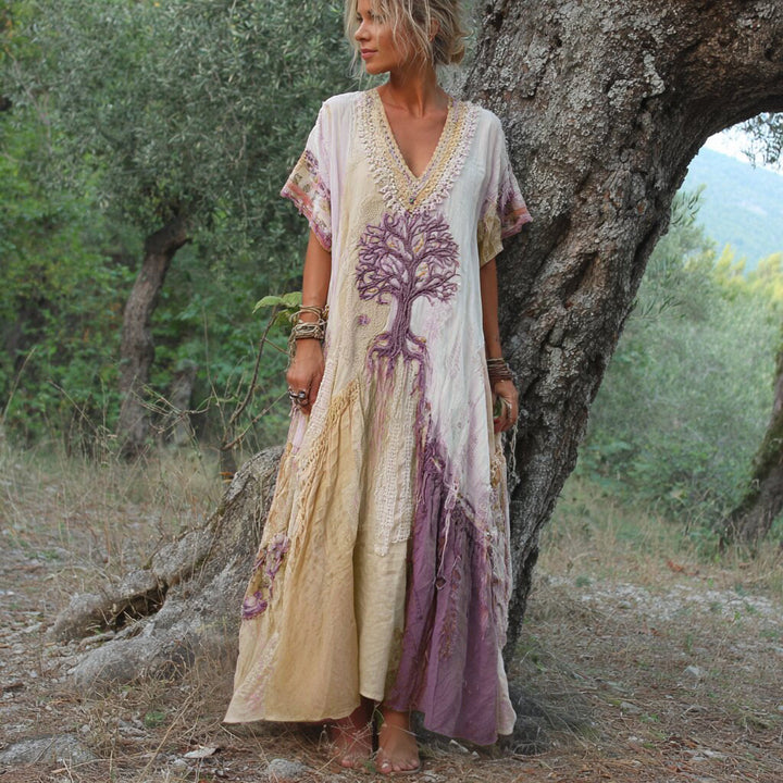 Carivienne - Vintage Baumdruck-Maxikleid