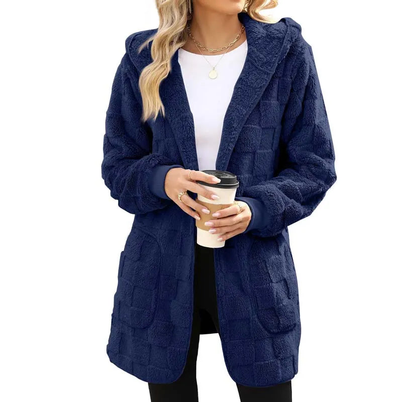 Zinnabelle - Plüschstruktur-Kapuzen-Cardigan