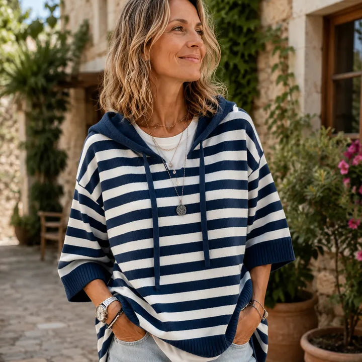 Leontine - Gestreifter Strick-Hoodie