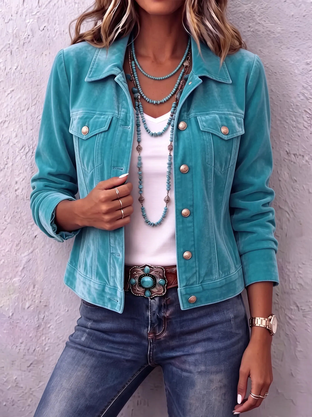 Amandria - Jacke mit Knopfleiste in Vintage-Waschung