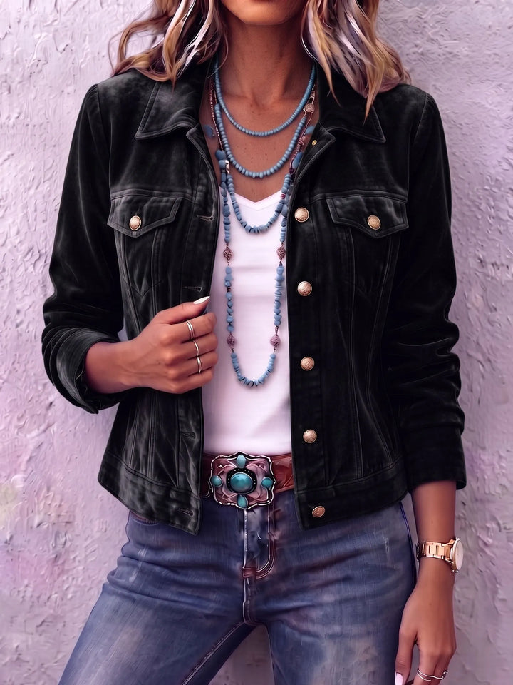 Amandria - Jacke mit Knopfleiste in Vintage-Waschung