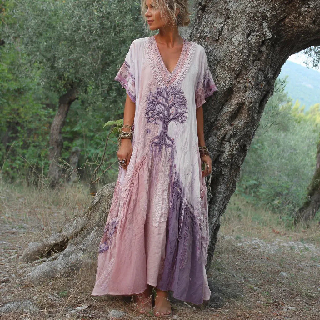 Carivienne - Vintage Baumdruck-Maxikleid