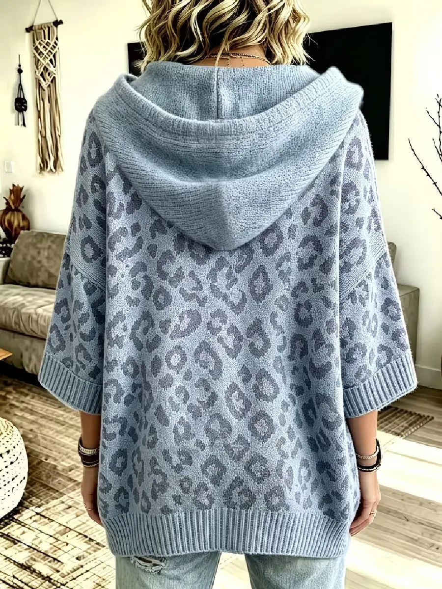 Jocasta - Oversize-Strickhoodie mit Leopard-Print