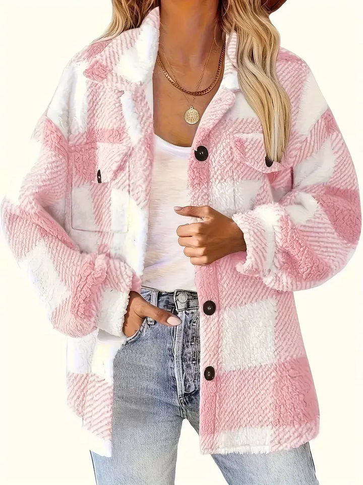 Emelisse - Gemütliches kariertes Overshirt mit Knopfleiste