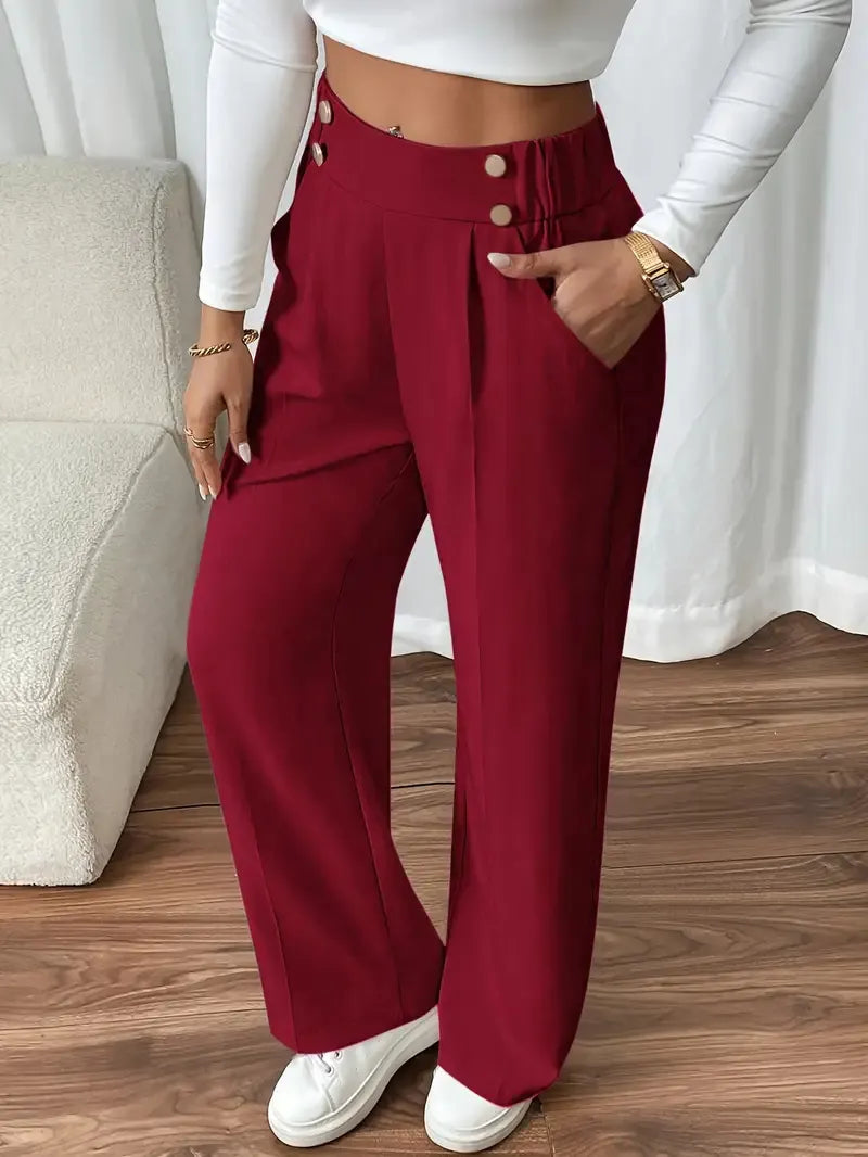 Ashlena - Hochtaillierte Soft-Touch Wide-Leg-Hose