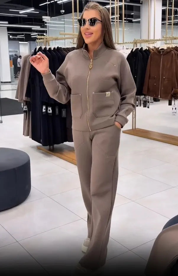 Floranique - Set aus kurz geschnittener Jacke mit Soft-Touch und weit geschnittener Hose