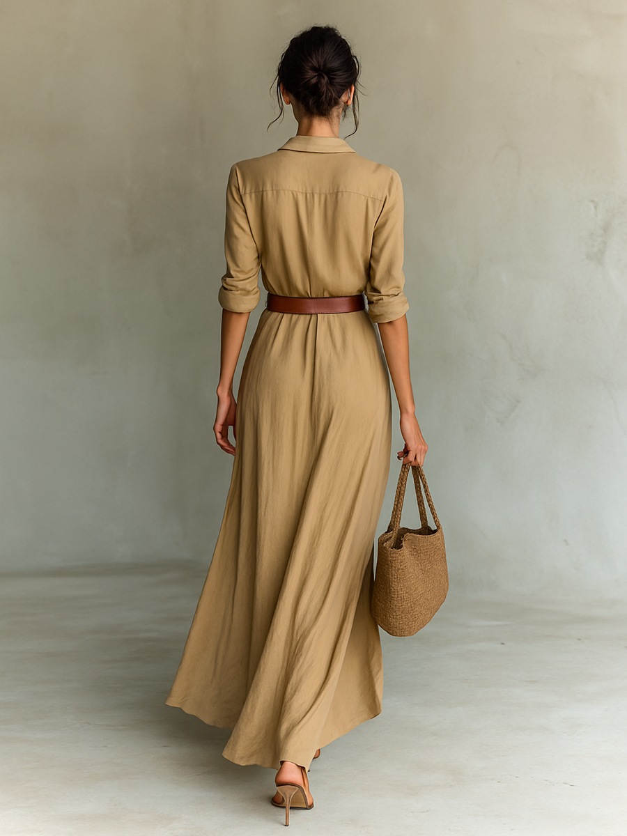 Calantha - Soft-Touch Maxi-Hemdkleid mit Gürtel