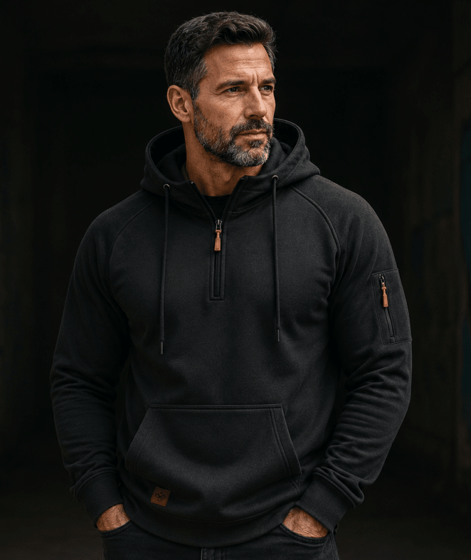 Sterling - Weicher Kapuzenpullover mit halblangem Reissverschluss