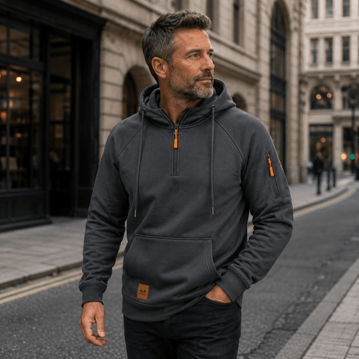 Sterling - Weicher Kapuzenpullover mit halblangem Reissverschluss