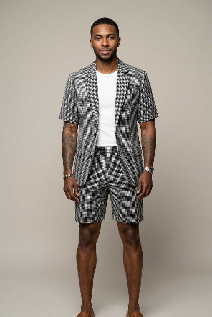 Rufus - Massgeschneiderter karierter Zweiteiler aus Blazer und Shorts