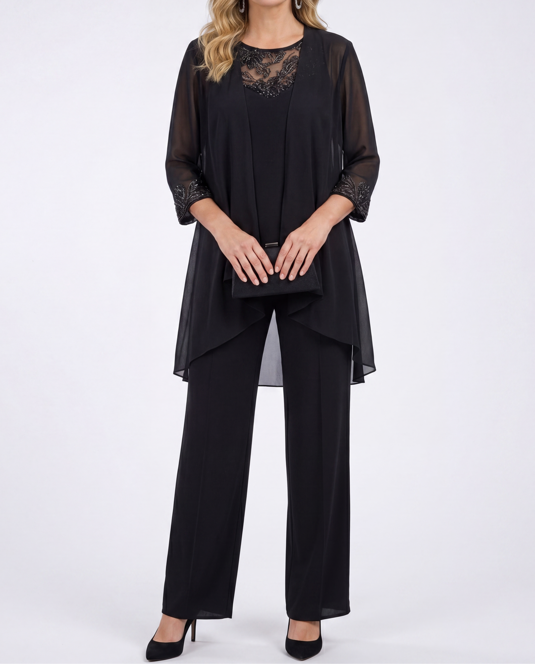 Aeliana - Elegantes dreiteiliges Set mit Jacke und Wide-Leg-Hose